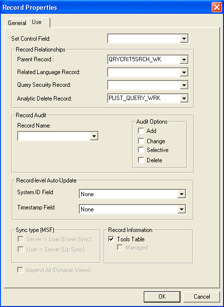 Record Properties - Use dialog box Record Properties - Use dialog box