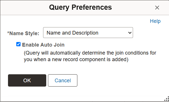 Query Preferences page Query Preferences page