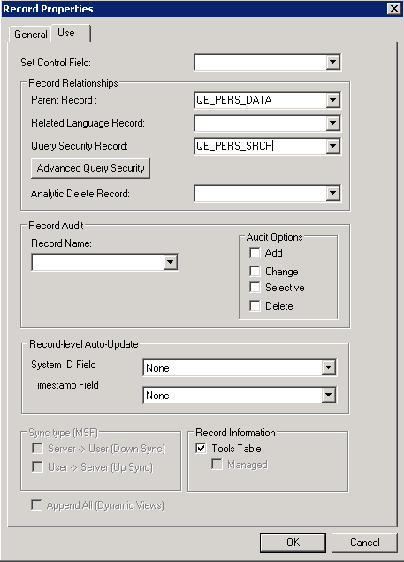 Record Properties dialog box Record Properties dialog box