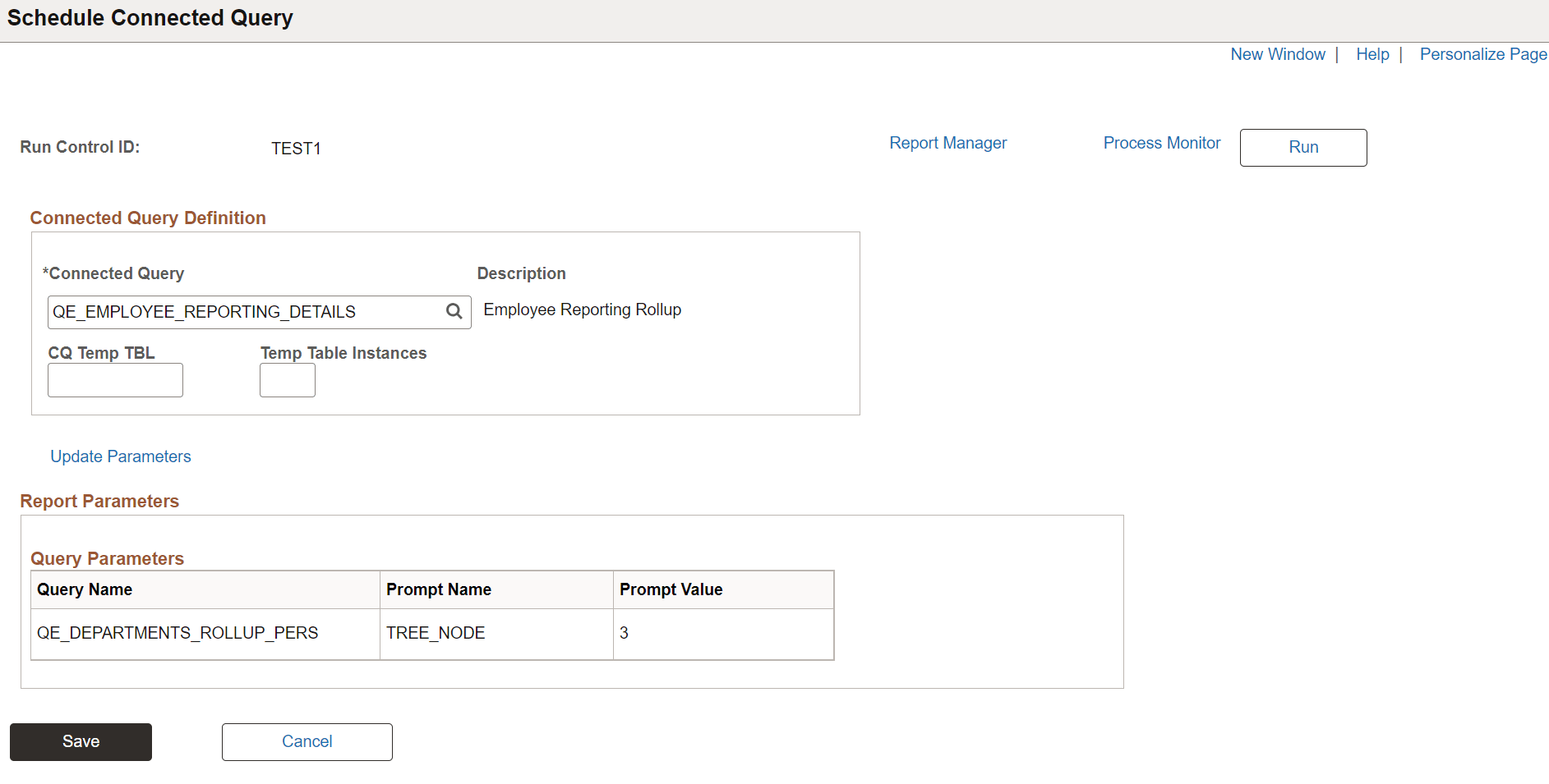 Schedule Connected Query page Schedule Connected Query page