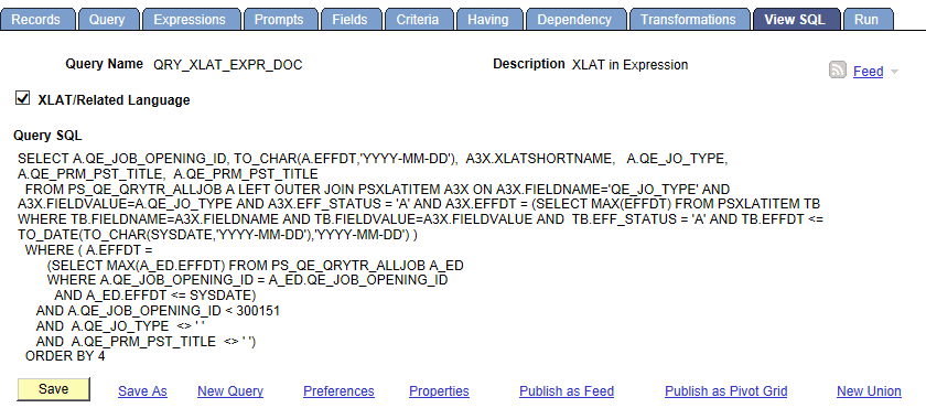 View SQL page View SQL page