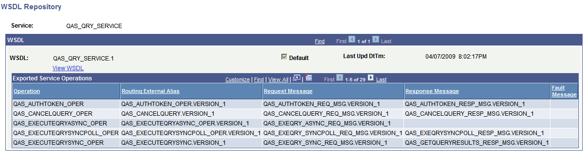 WSDL Repository page WSDL Repository page