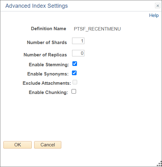 Advanced Index Settings: Stemming page Advanced Index Settings: Stemming page