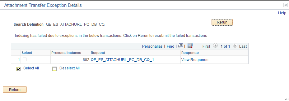 Attachment Transfer Exception Details page Attachment Transfer Exception Details page