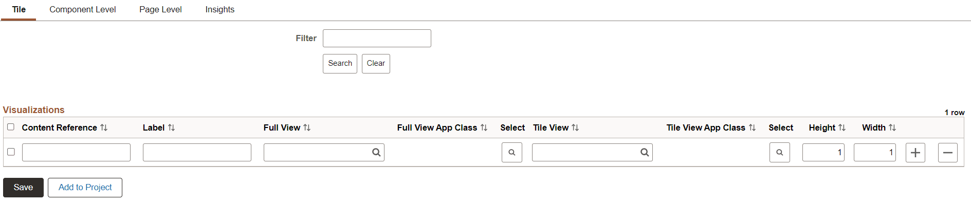 Configure Insights Dashboards page - Tile tab