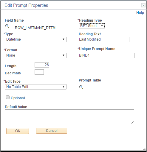 Edit Prompt Properties dialog box Edit Prompt Properties dialog box