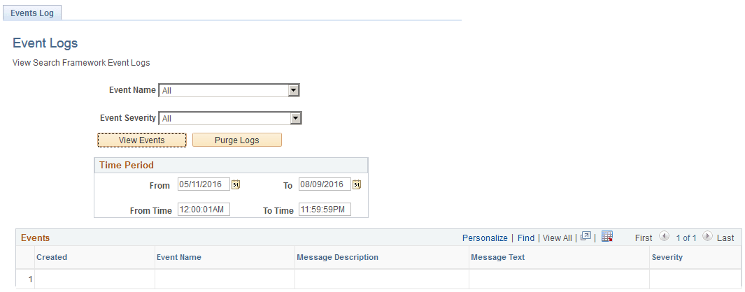 Event Logs page