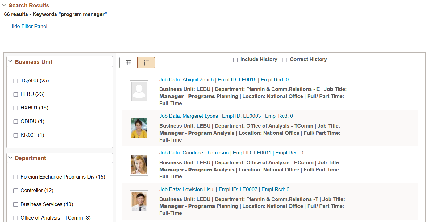 Keyword search - list view Keyword search - list view