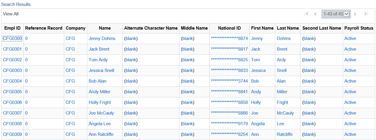 Search results with masked values Search results with masked values