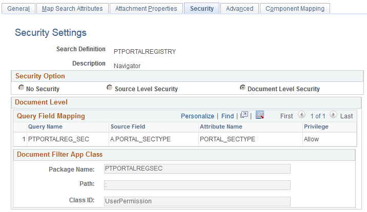Security page - Document Level Security option Security page - Document Level Security option