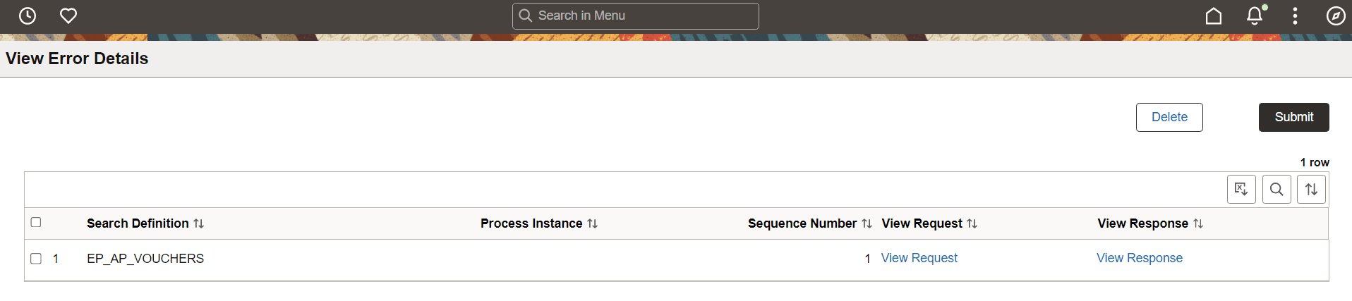 View Error Details page View Error Details page