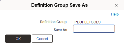Definition Group Save As page Definition Group Save As page