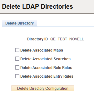 Delete Directory page Delete Directory page