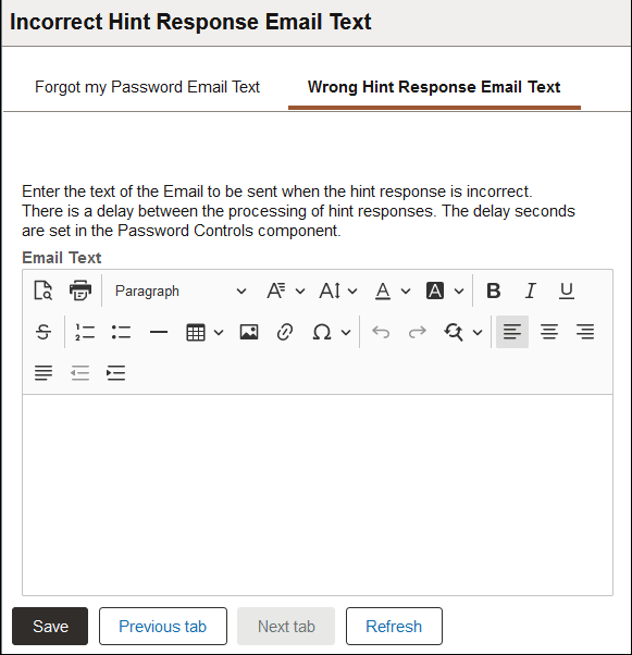 Incorrect Hint Response Email Text page Incorrect Hint Response Email Text page