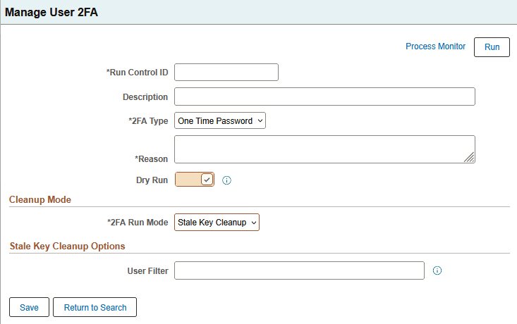 Manage User 2FA page Manage User 2FA page