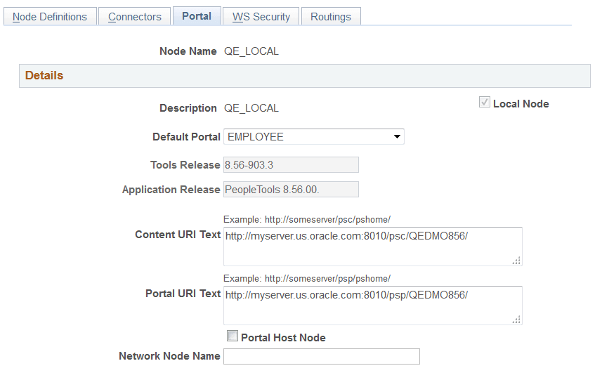 Nodes - Portal page (Default local node)