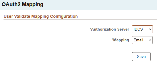 User Validate Mapping Configuration page