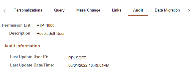 Permission Lists - Audit page Permission Lists - Audit page