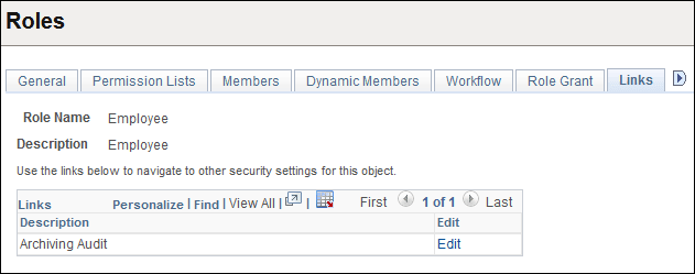 Roles - Links page