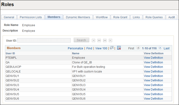 Roles - Members page