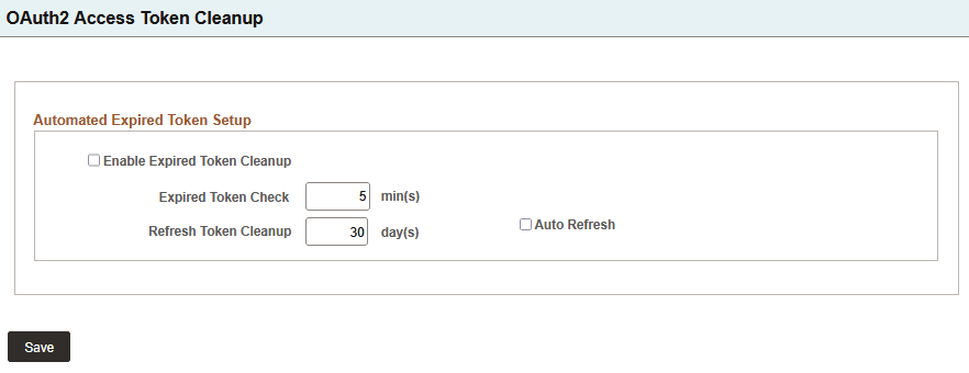 Automated Expired Token Setup page