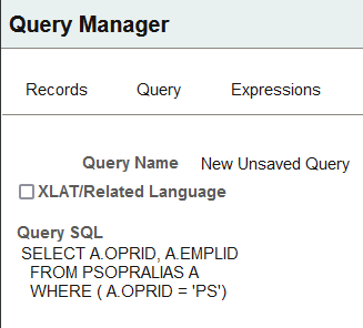 SQL Definition for a query with PSOPRALIAS