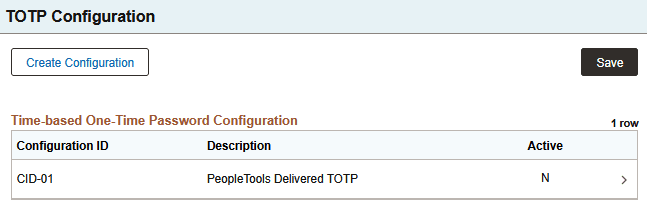 TOTP Configuration page