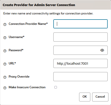 Create Provider for Admin Server Connection in Oracle WebLogic Remote Console