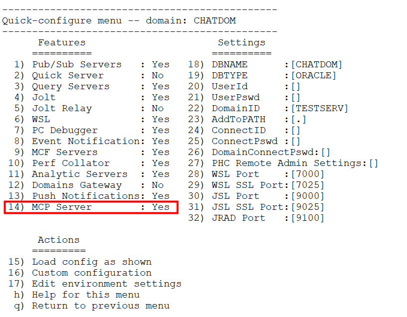 MCP Server feature in Application Server Domain