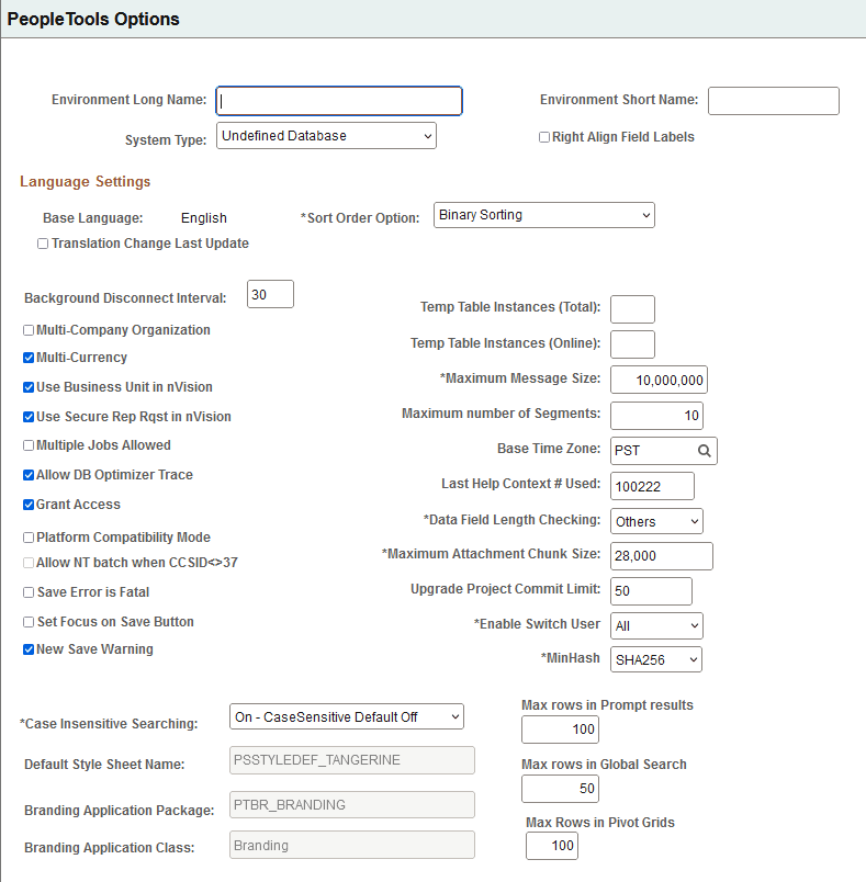 PeopleTools Options page (1 of 3) PeopleTools Options page (1 of 3)