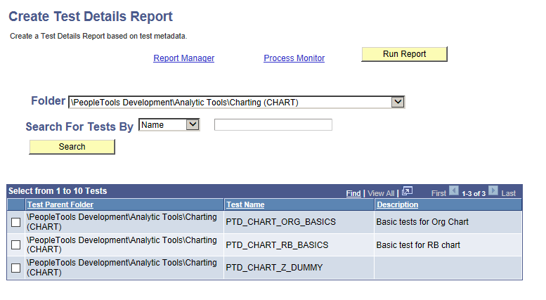 Create Test Details Report page Create Test Details Report page