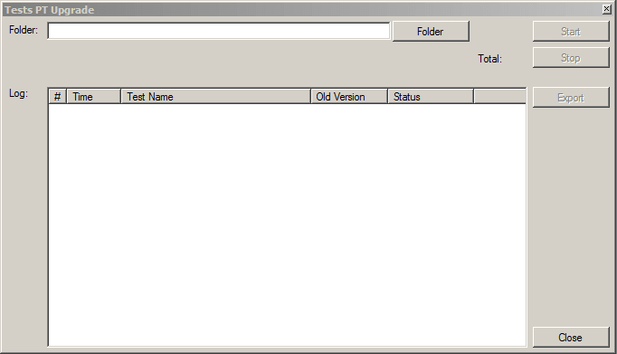 Tests PT Upgrade dialog box Tests PT Upgrade dialog box