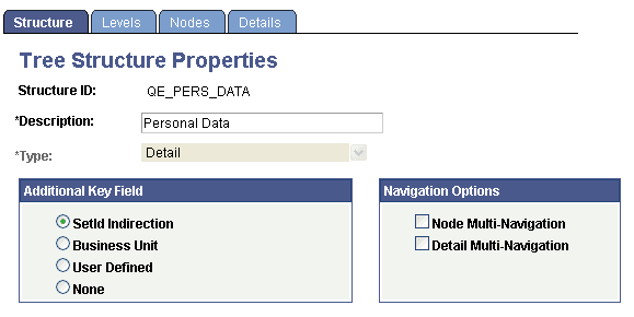 Tree Structure Properties page Tree Structure Properties page