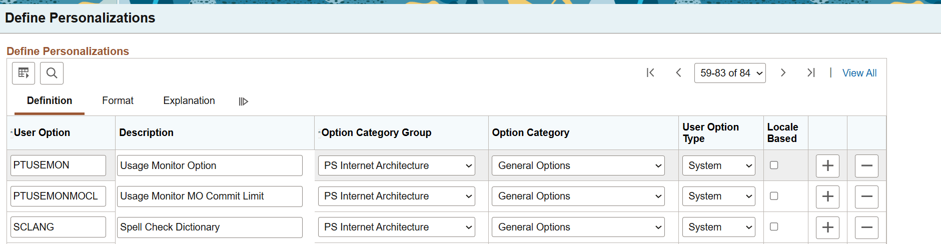 Define Usage Monitor Personalization Options Define Usage Monitor Personalization Options