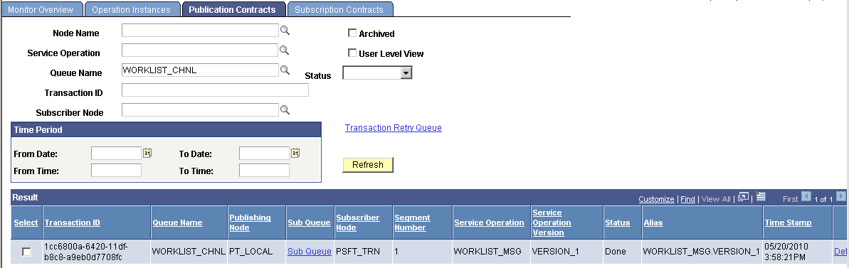 Service Operation Monitor-Publication Contracts page Service Operation Monitor-Publication Contracts page