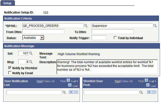 Setup page Setup page