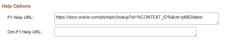 F1 Help URL on the PeopleTools Options page