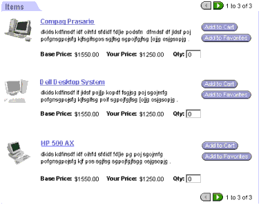 In this image, there is a tab at the beginning of the image with the label: Items. After Items, there is a list of product records. Each record has a product image, title, and buttons.
