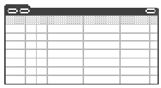 Generic Layout of the AppletList (Base/EditList) Template. In this image of a template, there is a bar at the beginning of the image with placeholders for buttons. There are columns rows and columns.
