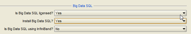 The figure shows the three Oracle Big Data SQL form fields in the Configuration Generation Utlity