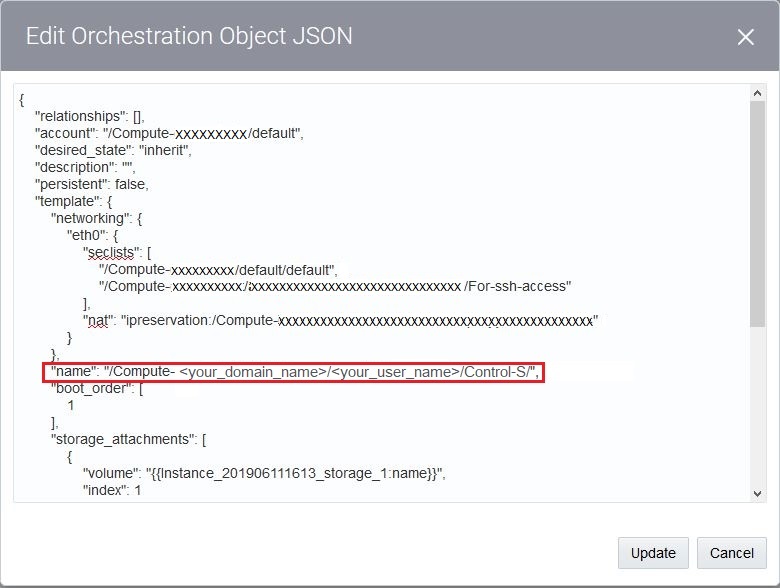 Edit Orchestration Object JSON for instance Edit Orchestration Object JSON for instance