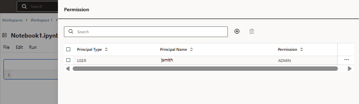 Notebook permission page