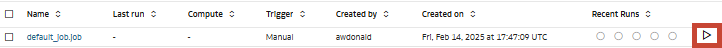 Job in Jobs page with Run Now button highlighted
