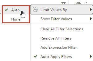Auto and None Limit Values By selection options