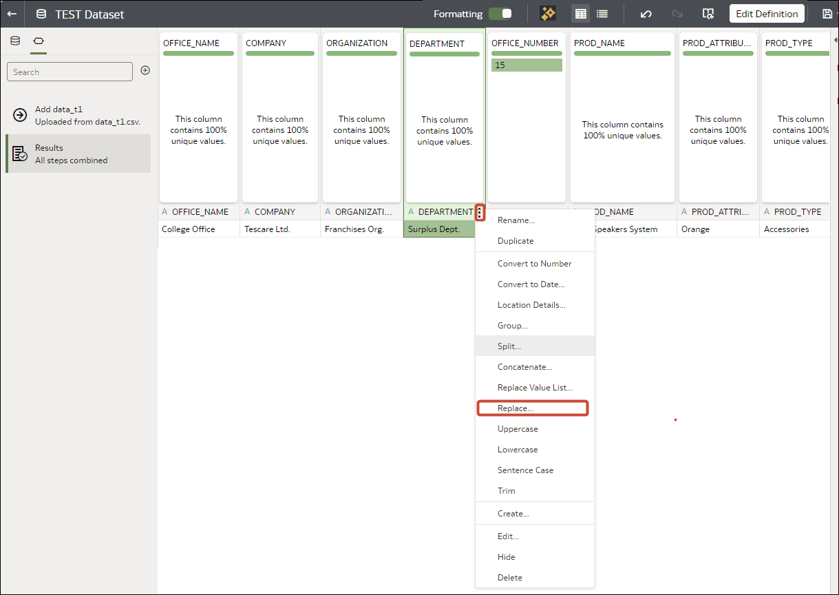 Description of options-menu-showing-replace1.png follows
