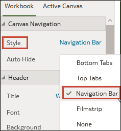 Canvas navigation style option