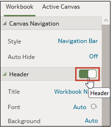 Workbook show header bar option