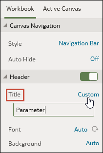 Workbook header title customize option