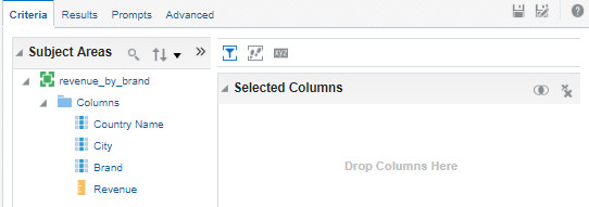 Select columns in the Criteria tab