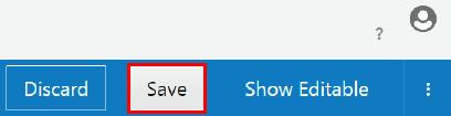 The Save button on the blue banner